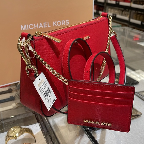 MICHAEL KORS 
JST Leather Crossbody XBody Shoulder Bag + Card Holder Boxed Set - Picture 8 of 16
